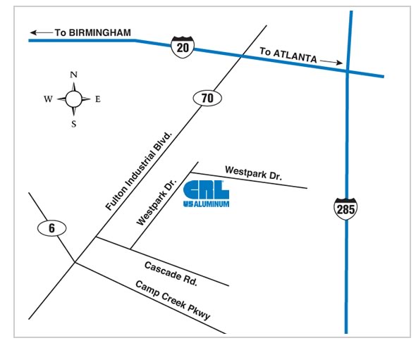 map on how to get to sc25 CRL U.S. Aluminum Atlanta Georgia